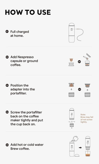 Portable Electric Espresso Maker for Hot or Cold Coffee