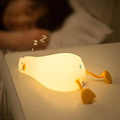 Silicone Lying Flat Duck Night Light Cute Kids Room Lamp