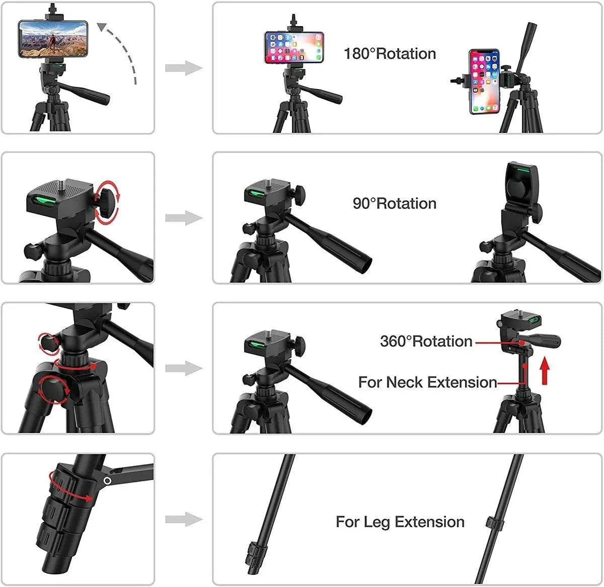 Phone Tripod For Video Recording With Bluetooth Remote