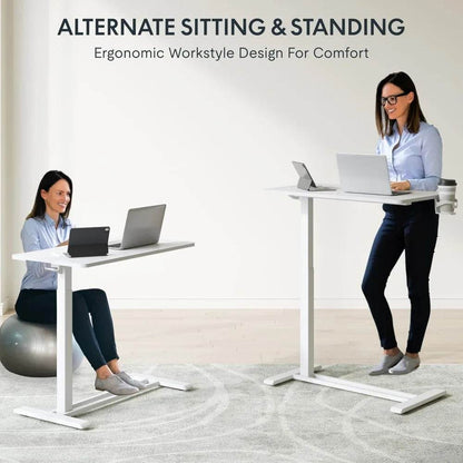 Electric Standing Desk with Drawers, Glass Adjustable Height