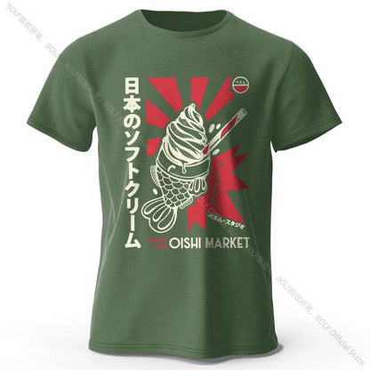 Japanese Foodie Print Cotton T-Shirt, Soft & Breathable Tee