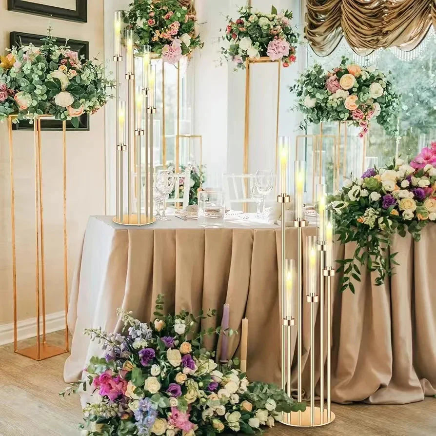 4PCS 46" Tall Metal Floor Candle Holders With LED Candles