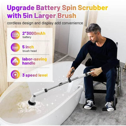 6000mAh Battery Spin Scrubber with 5inch Large Brush