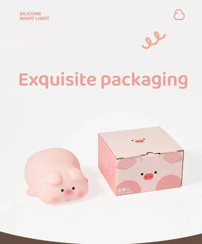 Cute Pink Piggy Night Light USB Rechargeable LED Lamp