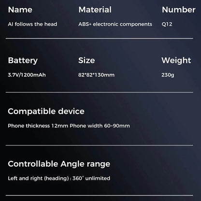 Auto Face Tracking Tripod 360° Rotation for Tiktok Videos