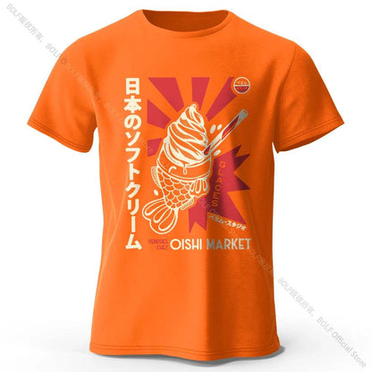 Japanese Foodie Print Cotton T-Shirt, Soft & Breathable Tee
