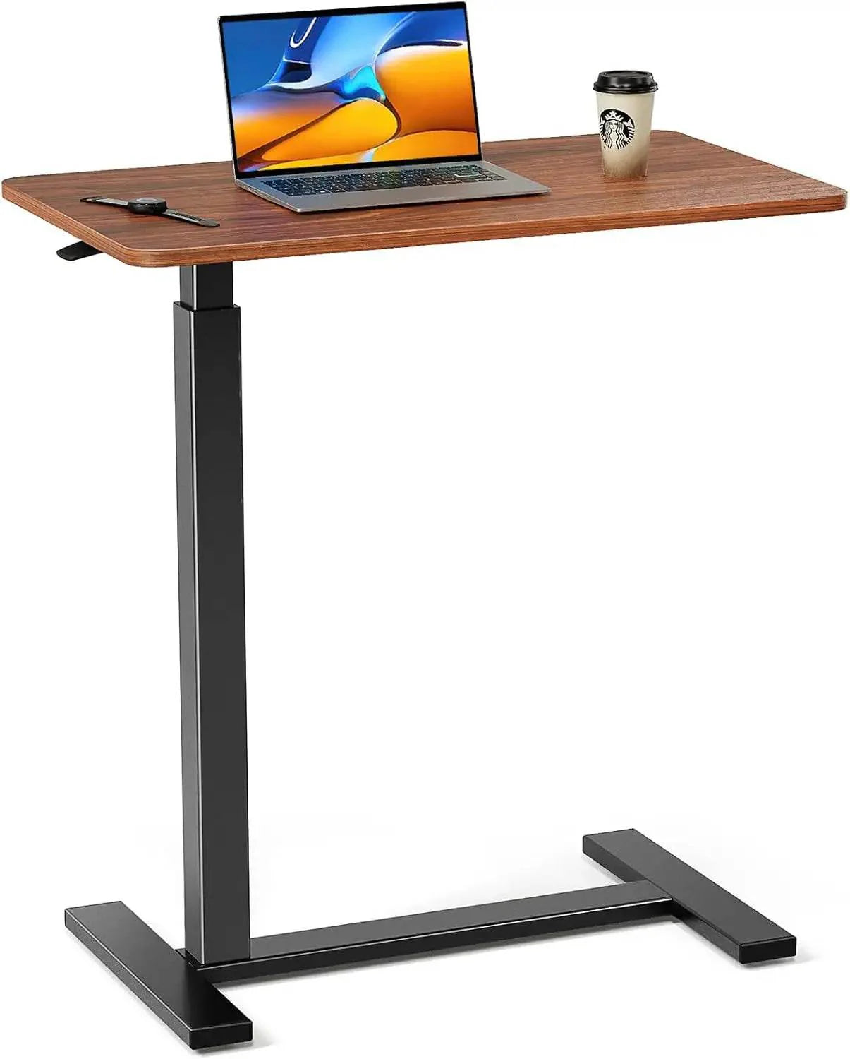 Adjustable Overbed Bedside Table with Wheels for Home Use