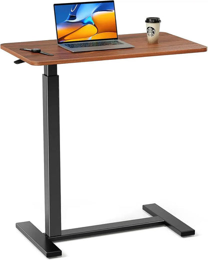 Adjustable Overbed Bedside Table with Wheels for Home Use