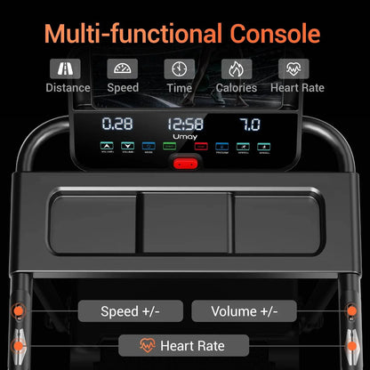 3.0HP Brushless Foldable Home Treadmill with 300LB Capacity