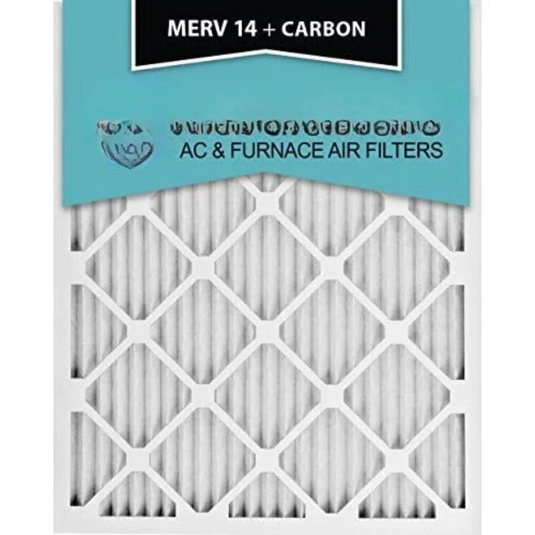 20x24x1 Pleated Air Filters MERV 14 Plus Carbon 12 Pack