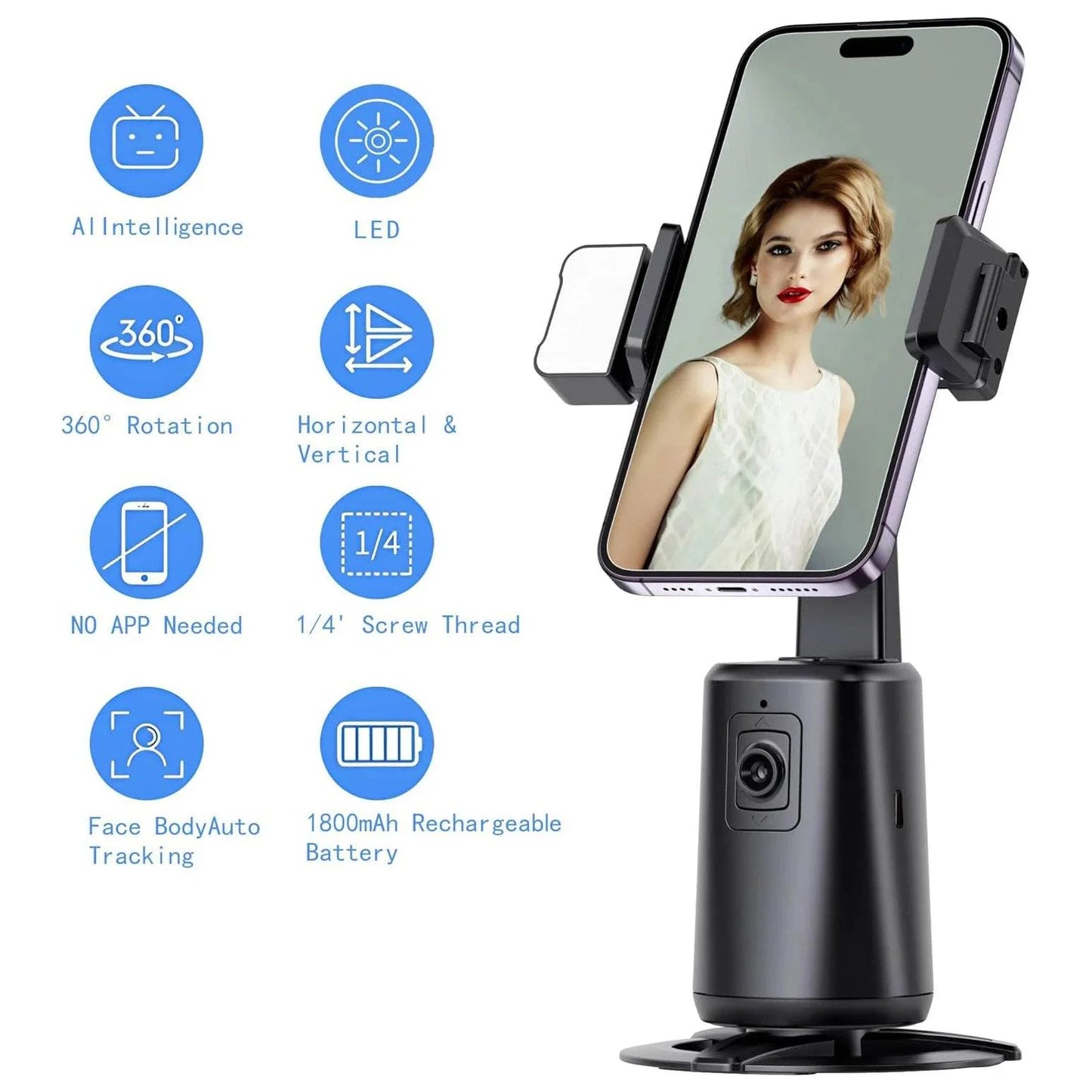 Auto Face Tracking Tripod for Phone with 360° Rotation