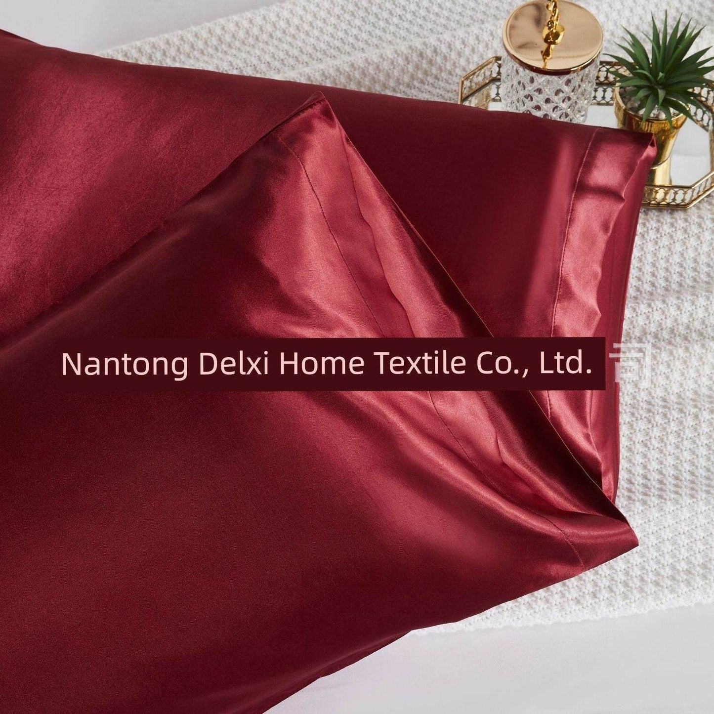 Cross-Border Foreign Trade Pure Color Silk Pillowcase Set