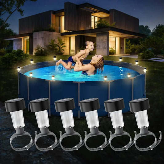 6 Packages Waterproof LED Solar Pool Light Frames Outdoor
