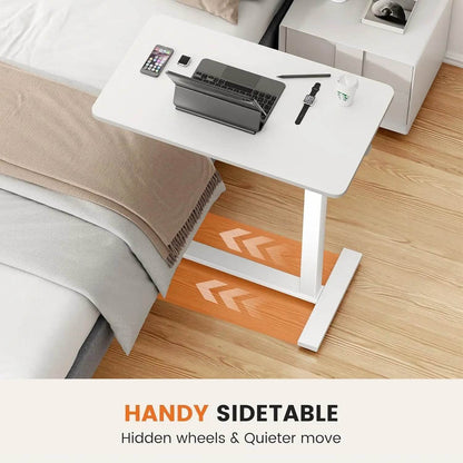 Adjustable Overbed Bedside Table with Wheels for Home Use