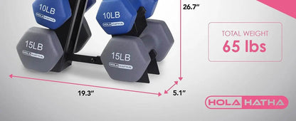 5,10, 15 Pound Neoprene Dumbbell Weight Set with Rack