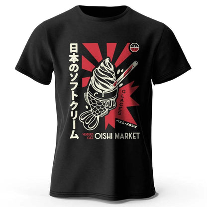 Japanese Foodie Print Cotton T-Shirt, Soft & Breathable Tee