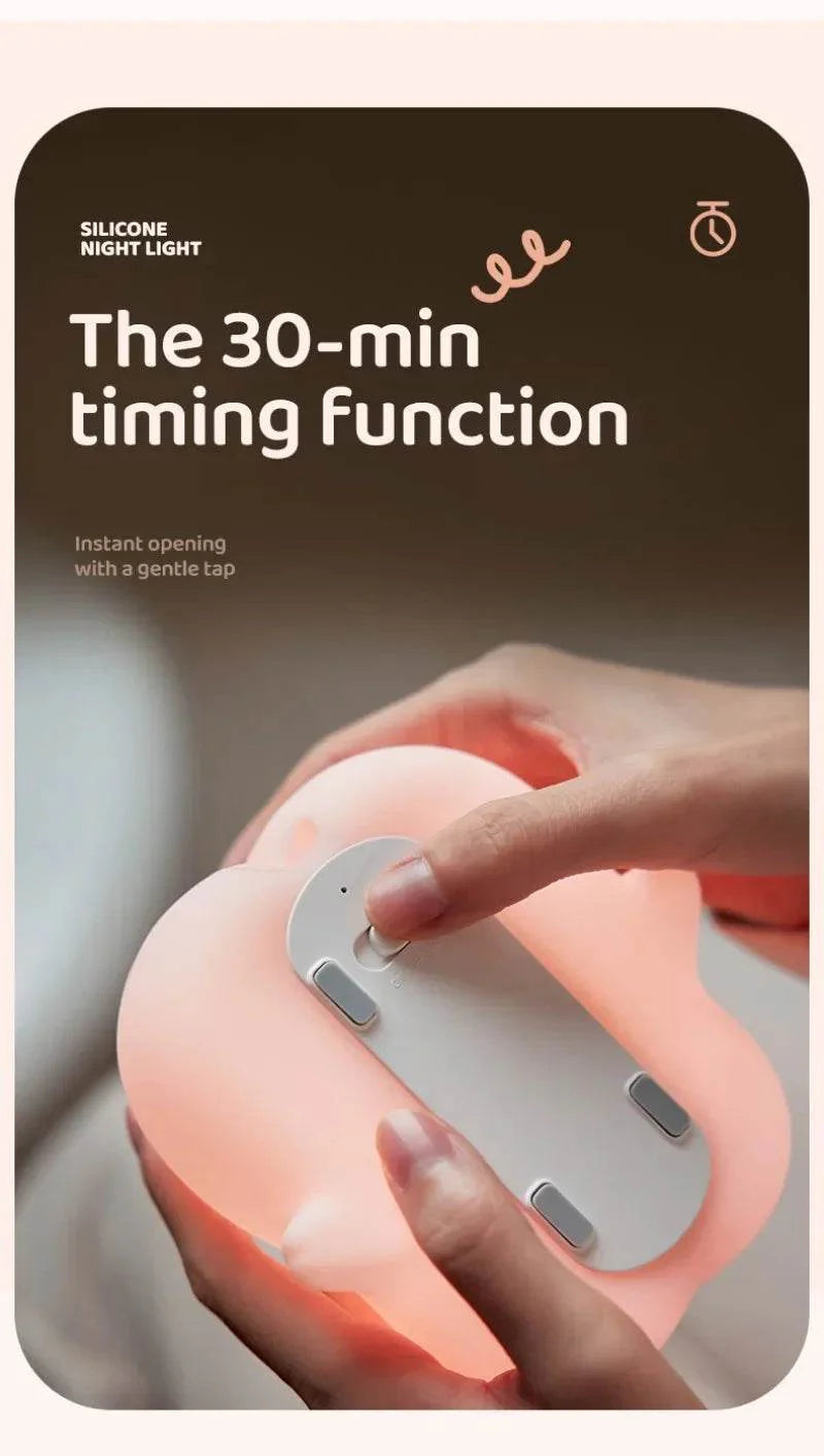 Cute Pink Piggy Night Light USB Rechargeable LED Lamp