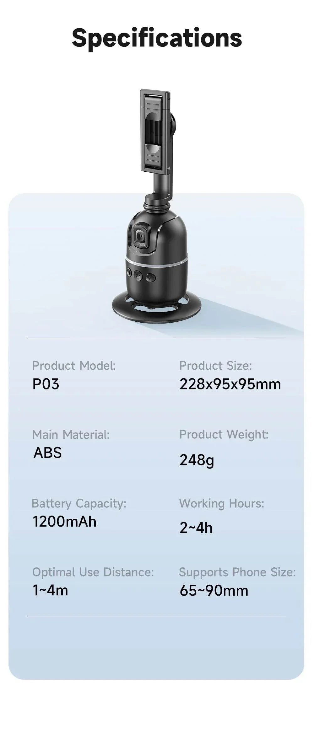 360° Smart Auto Face Tracking Gimbal Stabilizer Tripod