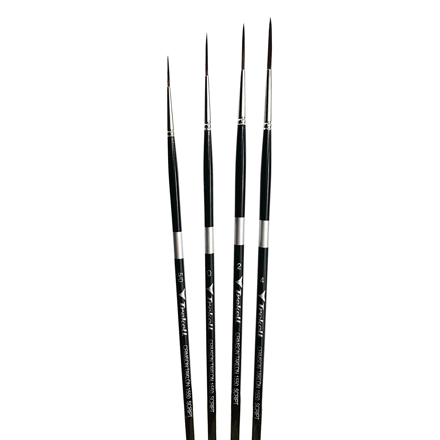 Trekell Crimson Taklon Long Handle Artist Brush - Complete Set - Script/Rigger