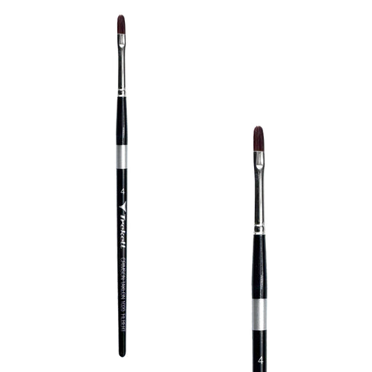 Trekell Crimson Taklon Short Handle Artist Brush - Size #4 Filbert