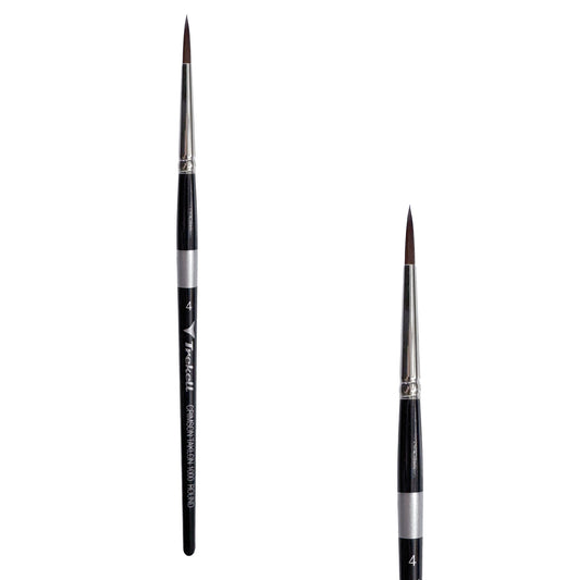 Trekell Crimson Taklon Short Handle Artist Brush - Size #4 Round