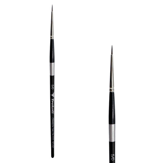 Trekell Crimson Taklon Short Handle Artist Brush - Size #5/0 Round