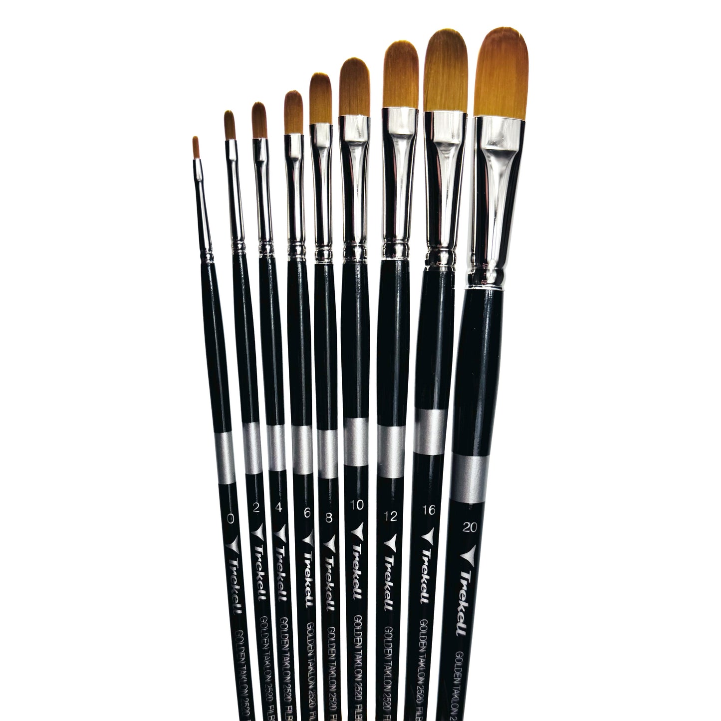 Trekell Golden Taklon Long Handle Artist Brush - Complete Set - Filbert