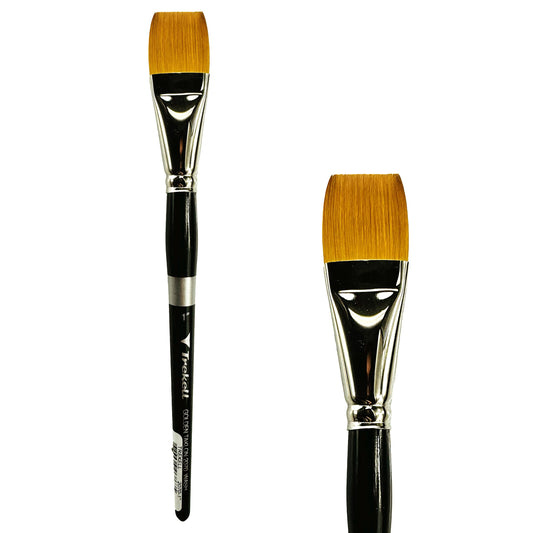 Trekell Golden Taklon Short Handle Artist Brush -  Size 1"  Wash
