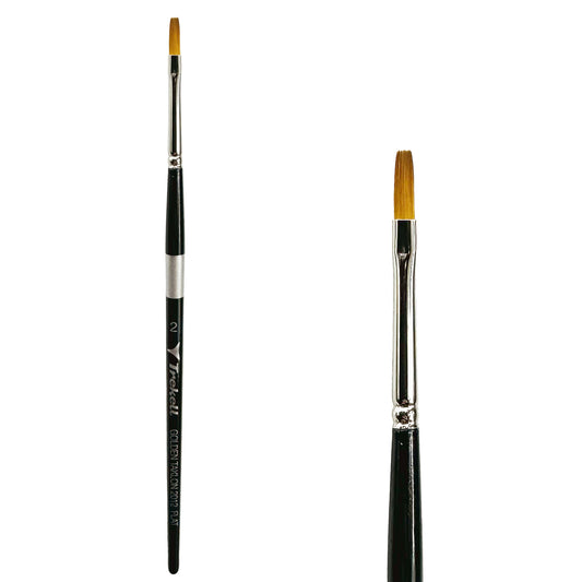 Trekell Golden Taklon Short Handle Artist Brush -  Size #2 Flat