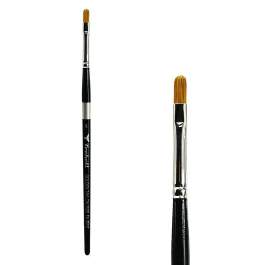 Trekell Golden Taklon Short Handle Artist Brush -  Size #4 Filbert