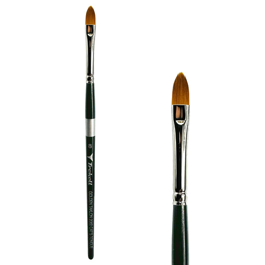Trekell Golden Taklon Short Handle Artist Brush -  Size #8 Cat's Tongue