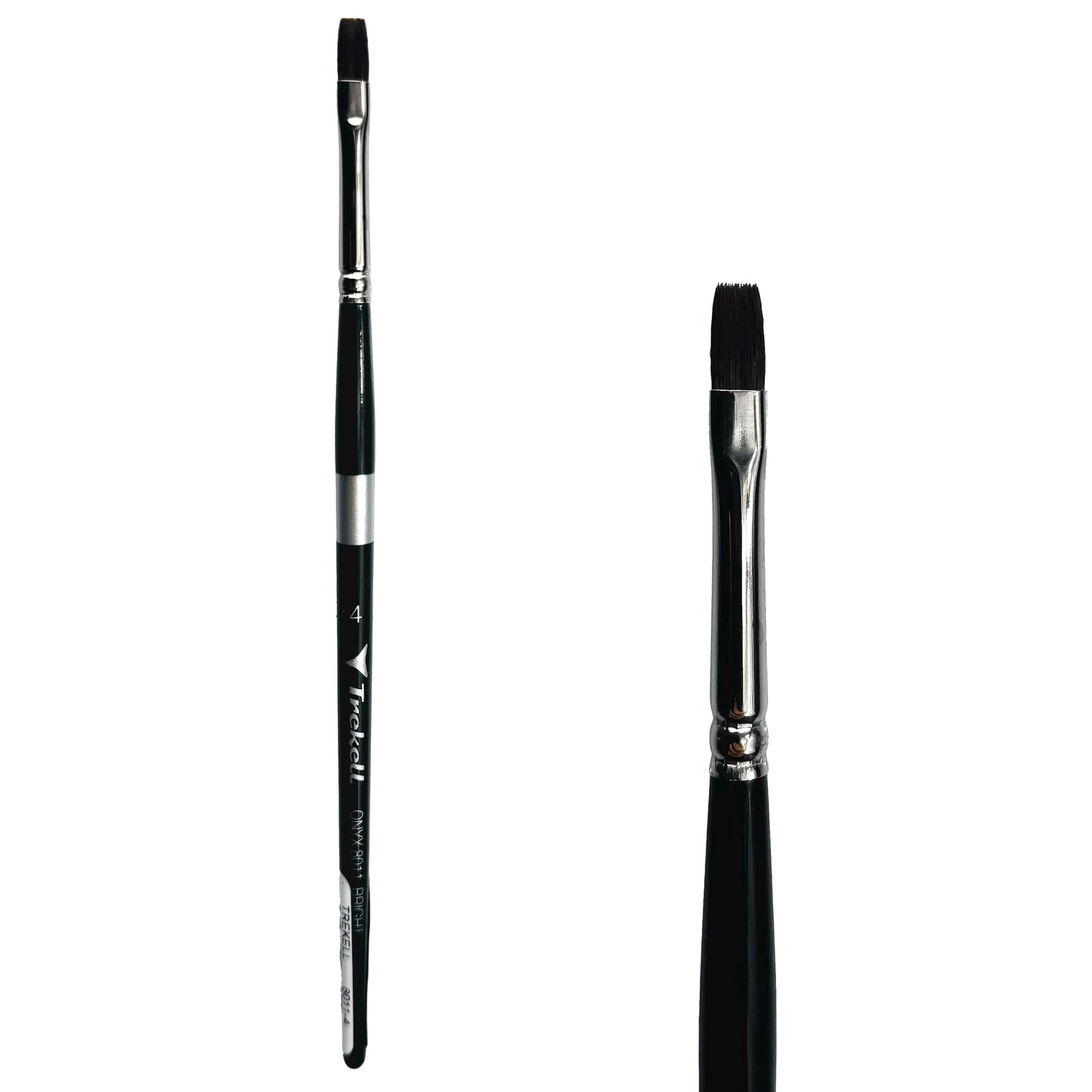 Trekell Onyx Synthetic Squirrel Short Handle Artist Brush - Size #4 Bright