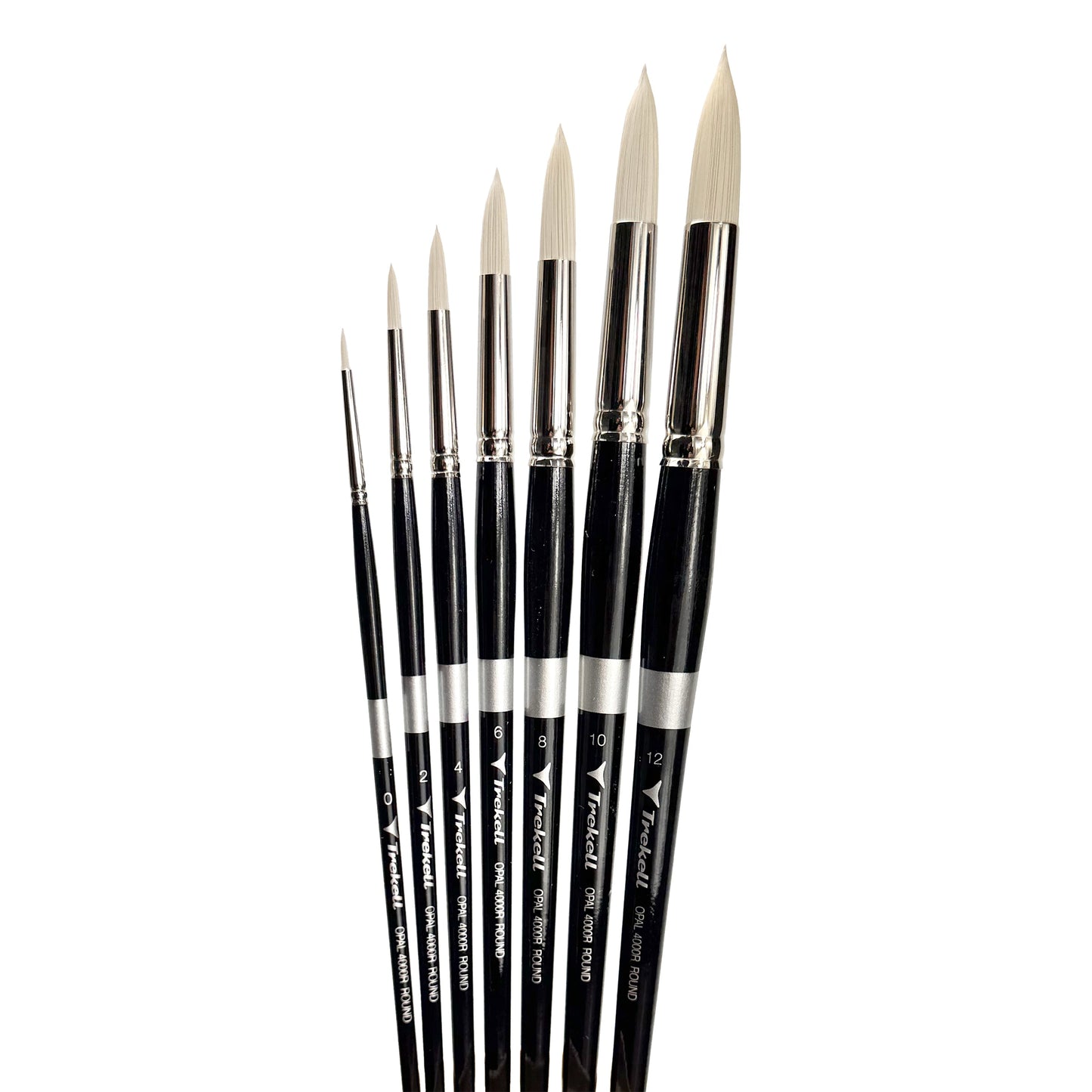 Trekell Opal Synthetic Hog Bristle Long Handle Artist Brush - Complet Brush Set - Round