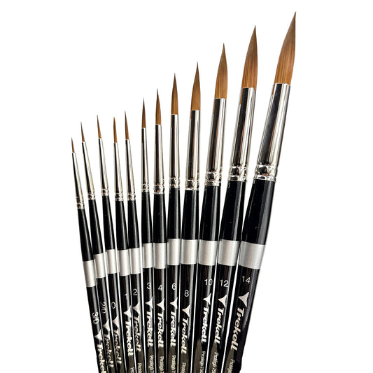Trekell Protégé Synthetic Kolinsky Short Handle Artist Brush - Complete Set - Round