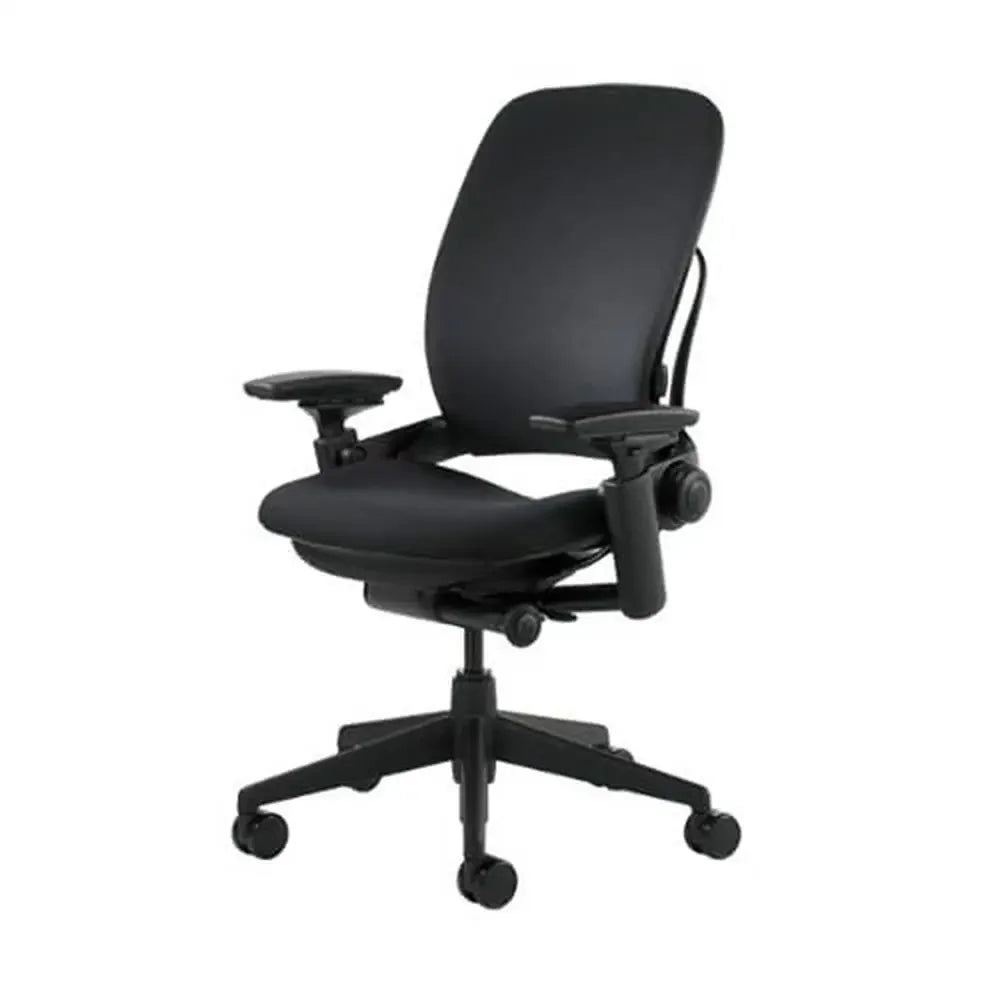 Ergonomic Steelcase Leap V2 Chair Black Adjustable Arms Memory Foam Seat