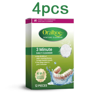 Oralhoe 12Pcs Denture Cleaning Tablets Fake Teeth Remove Stains Refreshing Oral Odor Care False Tooth Retainer Cleaner Tablets