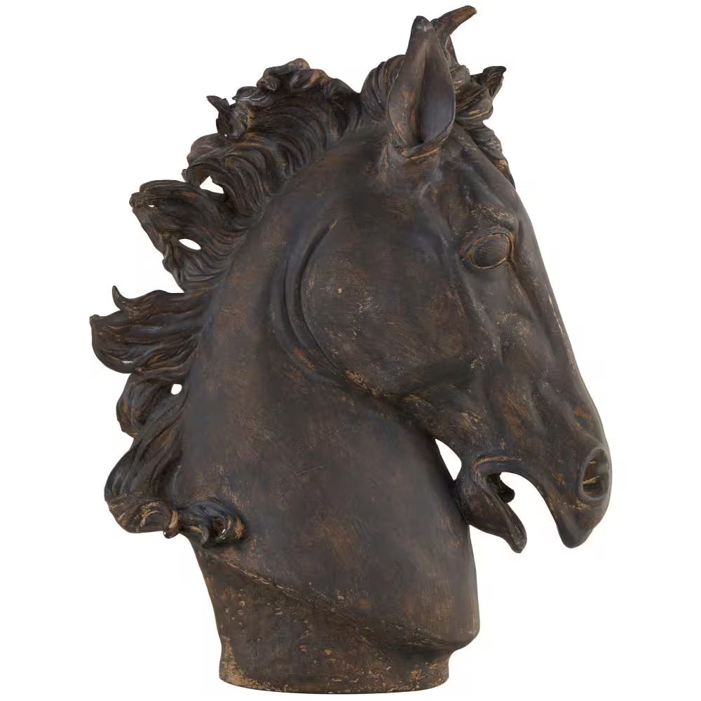 7 In. X 25 In. Brown Polystone Horse Sculpture