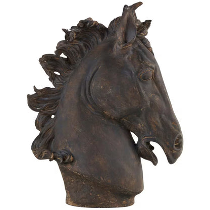 7 In. X 25 In. Brown Polystone Horse Sculpture