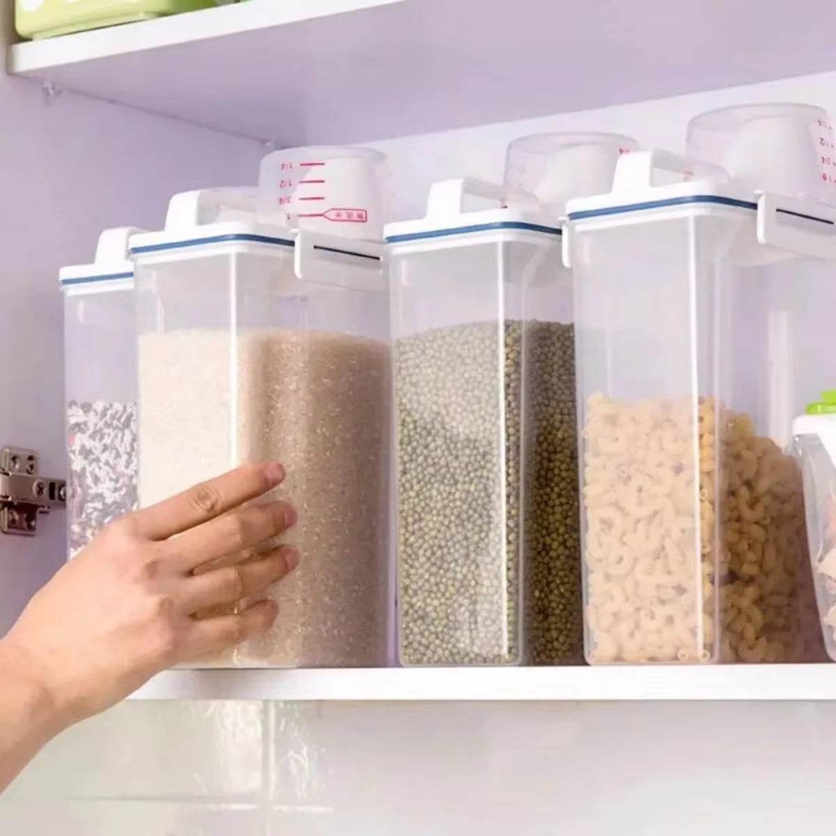 Premium Rice and Grains Storage Canister with Measuring Cup - Moisture, Insect, and Dust Proof for Your Kitchen!