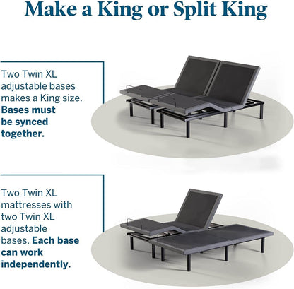 L600 Twin XL Adjustable Bed Base with Zero Gravity, Bluetooth, Massage, USB Ports & App Control