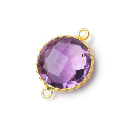 AAA Vermeil Rope Bezel Pink Amethyst Faceted Coin Connector 1 piece