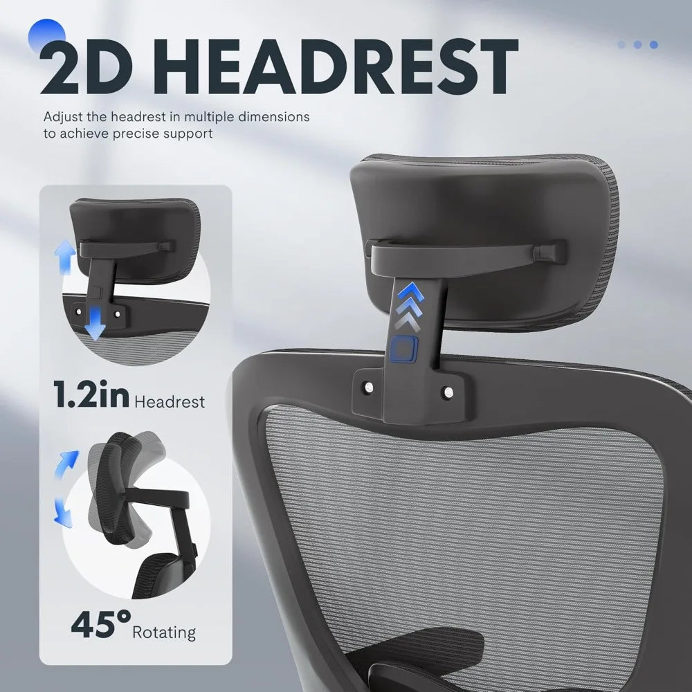 Ergonomic Office Chairs Mesh Computer Desk Chair with 3D Flip-Up Armrests Adjustable Headrest and Lumbar Support Comfy High Bac