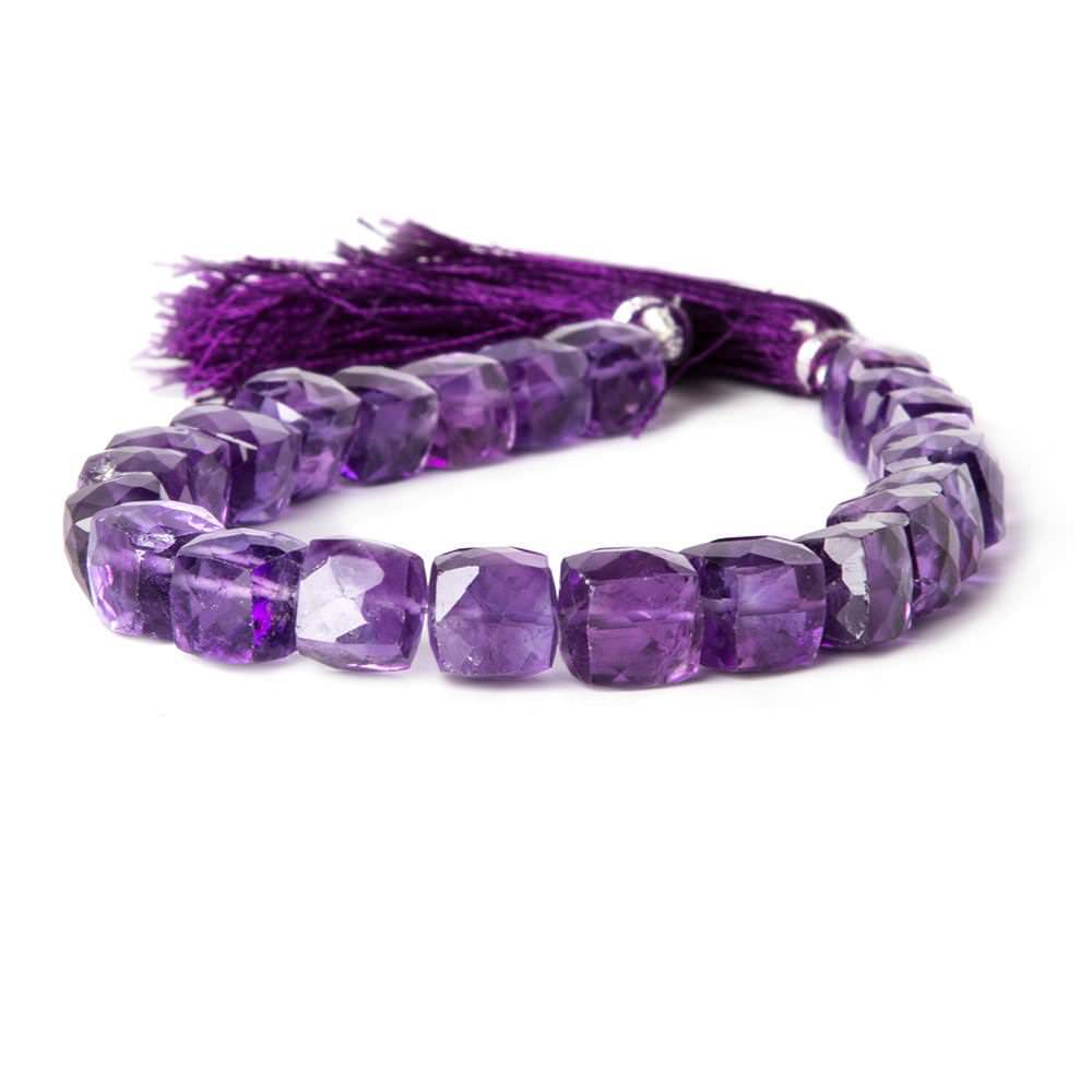 8-10mm African Amethyst Faceted Cube Beads 8 inch 23 pieces