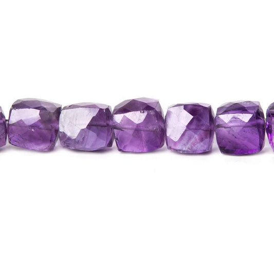 8-10mm African Amethyst Faceted Cube Beads 8 inch 23 pieces