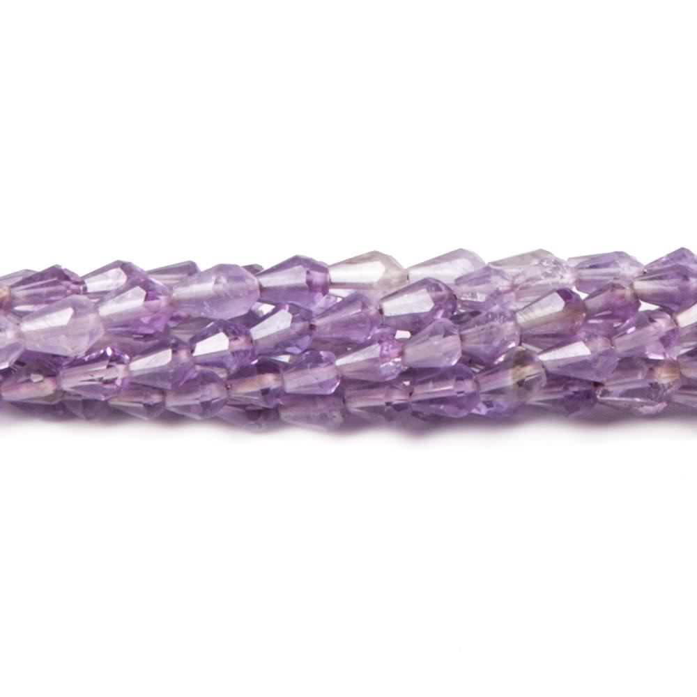 3-5mm Amethyst  Straight Drilled Faceted Tear Drops 13 inch 70 beads