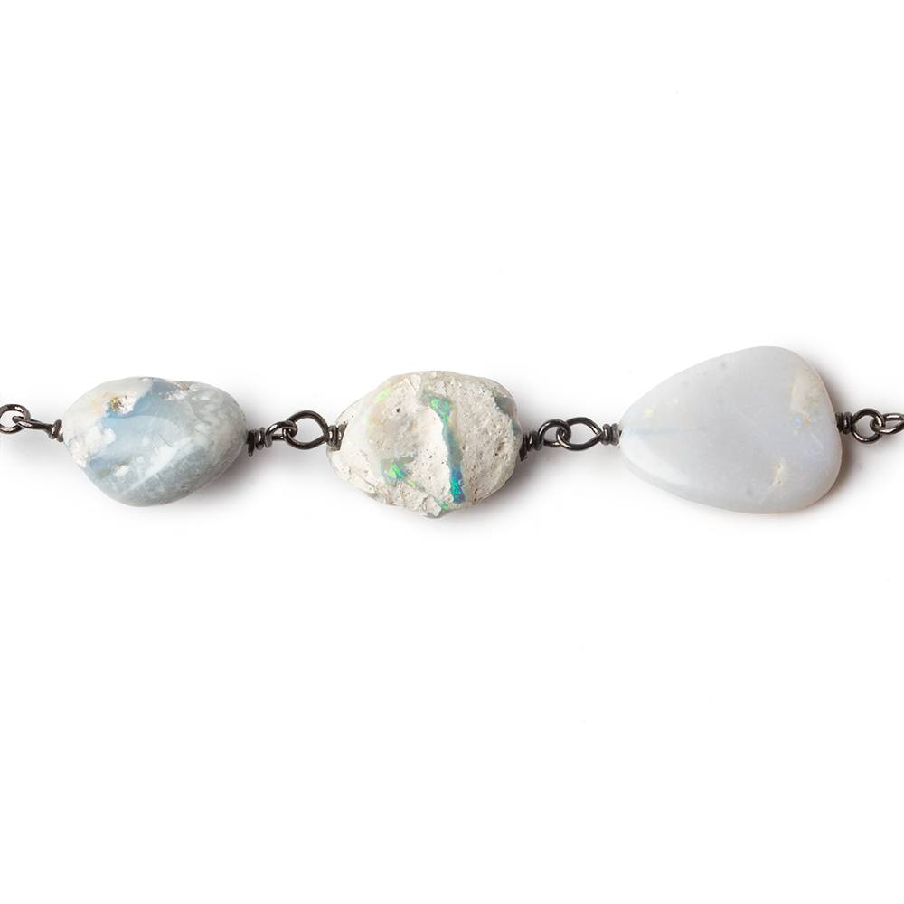 Australian Boulder Opal plain nugget Black Gold .925 Silver Chain by the foot