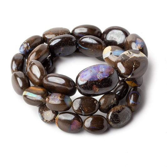 Australian Boulder Opal plain nuggets 18 inch 35 beads 9x6x4-19x14x9mm AA