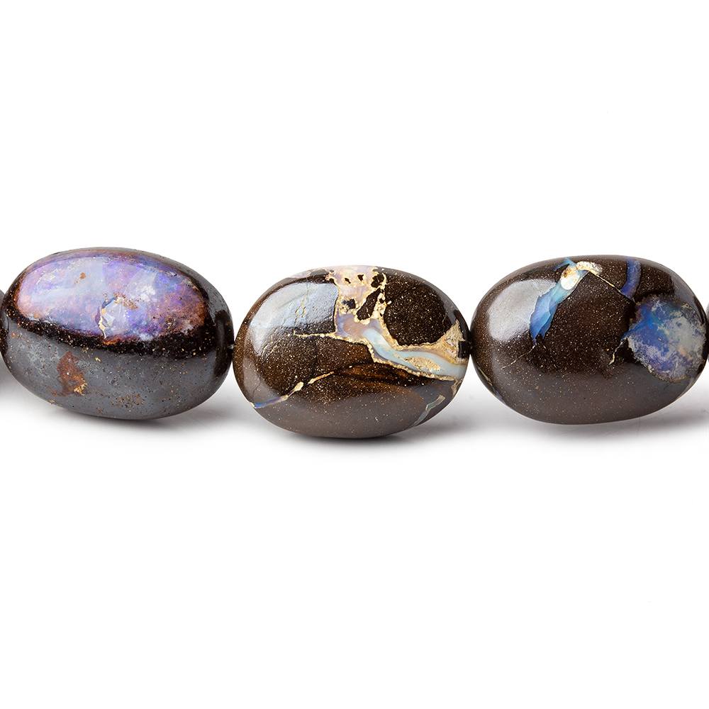 Australian Boulder Opal plain nuggets 18 inch 35 beads 9x6x4-19x14x9mm AA