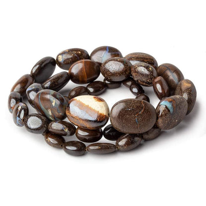 Australian Boulder Opal plain nuggets 18 inch 40 beads 8x6x4-17x13x7mm A