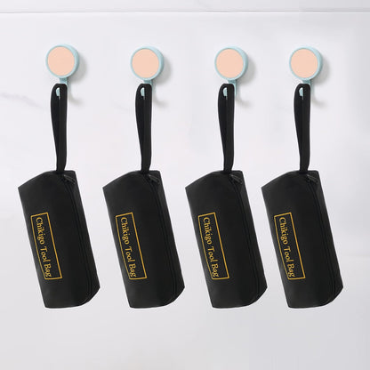 4-Pack Small Tool Bags with Zipper, Waterproof Tool Pouch Double Layer Tool Bag Organizer with Portable Handle, Multi-Purpose Black Tote Bag for Storage and Sorting (11 X 4.3 X 3.54 Inches)